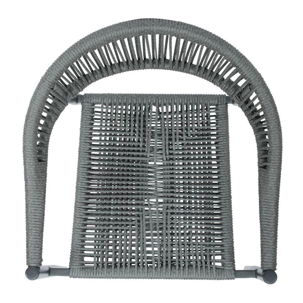 Kit 4 Cadeiras Empilhável Laguna Trancoso Fratini Aluminio Preto Assento Trama Corda Náutica Preto - 6