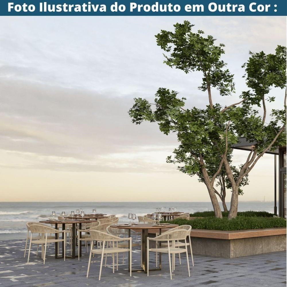 Kit 4 Cadeiras Empilhável Laguna Trancoso Fratini Aluminio Preto Assento Trama Corda Náutica Preto - 9