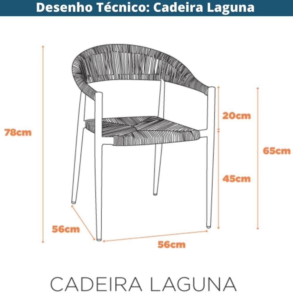 Kit 4 Cadeiras Empilhável Laguna Trancoso Fratini Aluminio Preto Assento Trama Corda Náutica Preto - 10