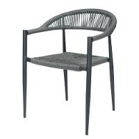 Kit 4 Cadeiras Empilhável Laguna Trancoso Fratini Aluminio Preto Assento Trama Corda Náutica Preto - 2