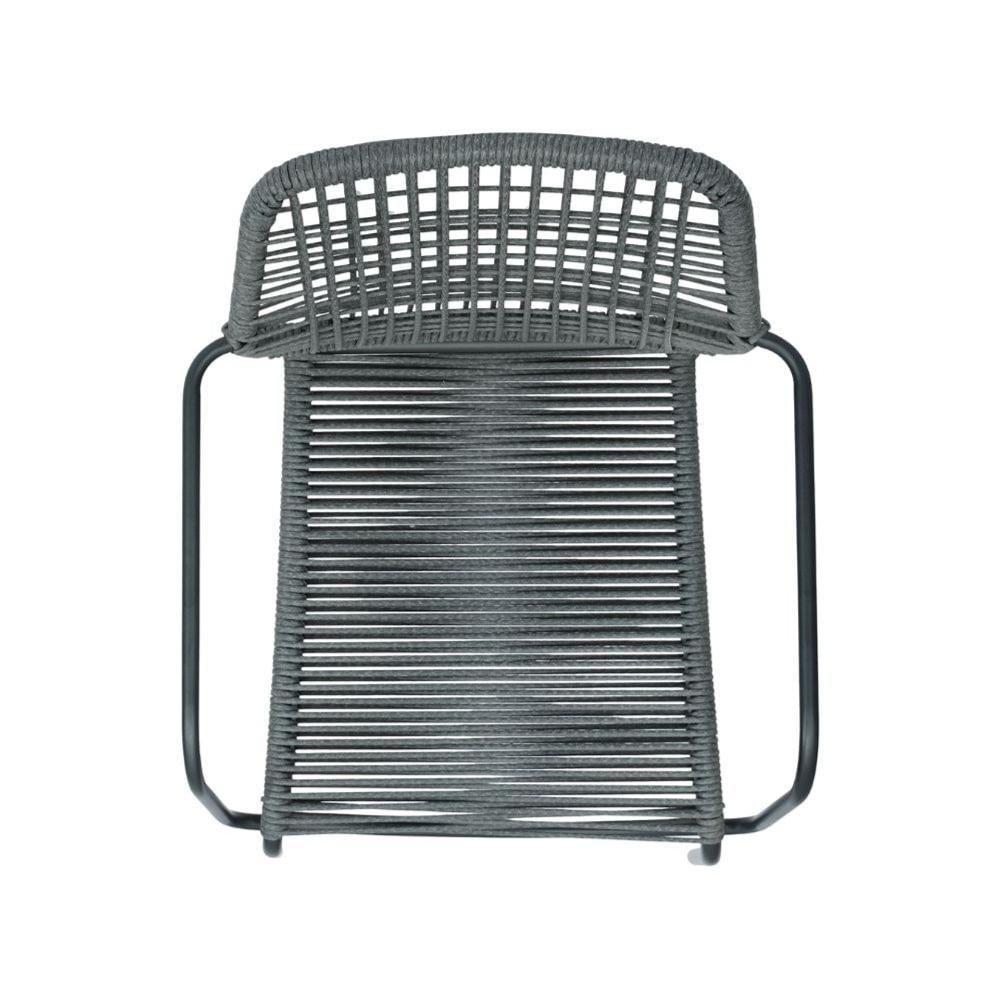 Kit 4 Cadeiras Com Braços Empilhável Copacabana Fratini Aço Carbono Preto Trama Corda Náutica Preta - 6