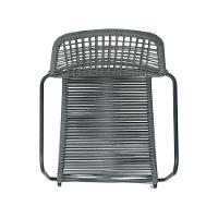 Kit 4 Cadeiras Com Braços Empilhável Copacabana Fratini Aço Carbono Preto Trama Corda Náutica Preta - 6