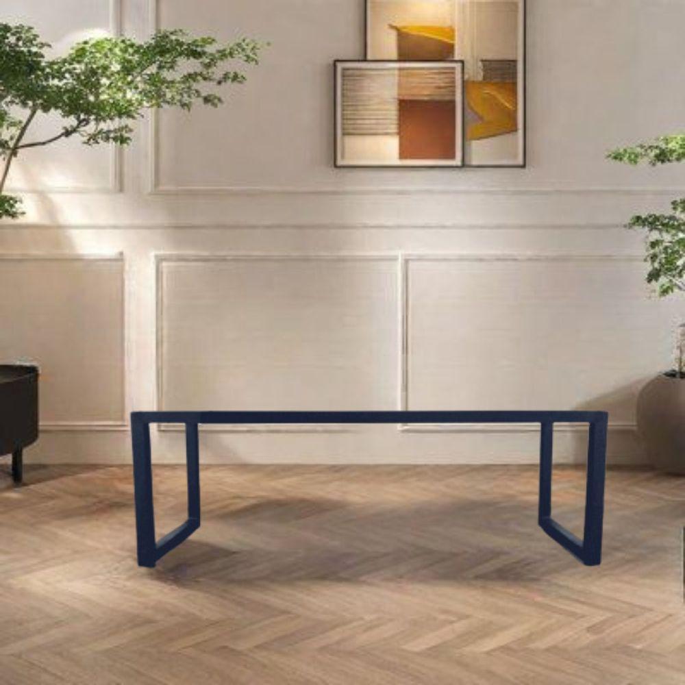 Banco Sem Encosto De Aço Ferro Madeira Robusto Cor Preto Estilo Industrial Mobbili Ba-03 - 3