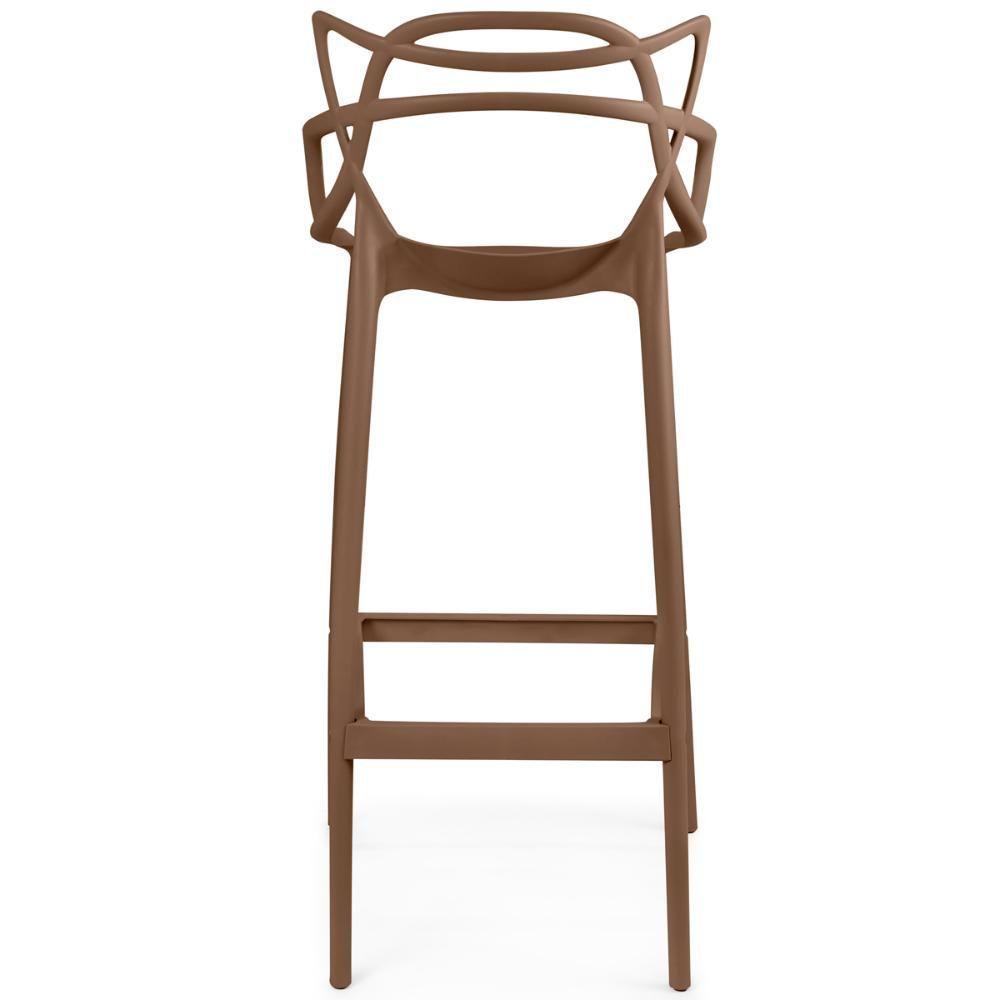 Kit 5 Banqueta Alta Allegra Com Encosto Design Cozinha/bancada - Marrom - 5