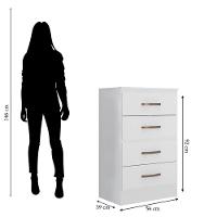 Kit Guarda-roupa Casal 6 Portas Com Cômoda 4 Gavetas Lisa Branco - 7