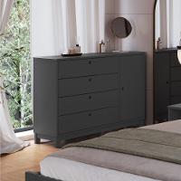 Cômoda De Madeira Maciça Com 1 Porta E 4 Gavetas 110cm Multimóveis Cr35279 - Charcoal - 1