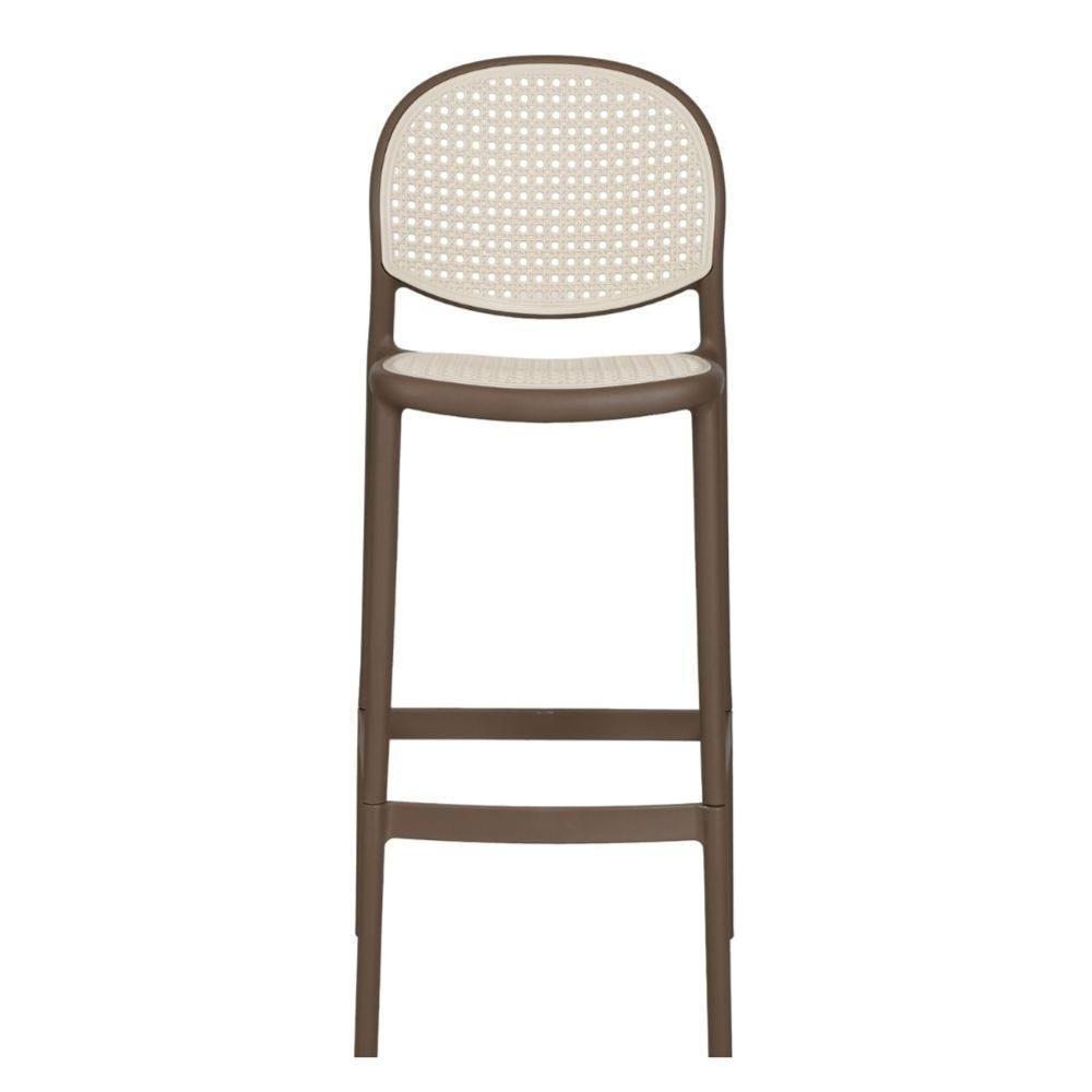 Kit 2 Banquetas Positano Fratini 108 Cm Altura Polipropileno Cinza Tramas Nude Simulando Rattan - 3