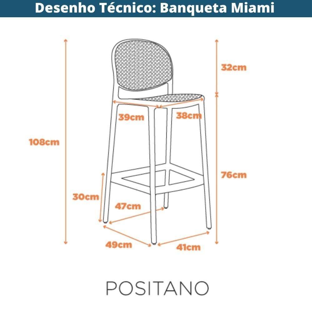Kit 2 Banquetas Positano Fratini 108 Cm Altura Polipropileno Cinza Tramas Nude Simulando Rattan - 9