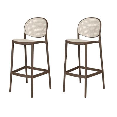 Kit 2 Banquetas Positano Fratini 108 Cm Altura Polipropileno Cinza Tramas Nude Simulando Rattan