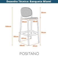 Kit 2 Banquetas Positano Fratini 108 Cm Altura Polipropileno Cinza Tramas Nude Simulando Rattan - 9