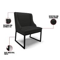 Cadeira Sala De Jantar Industrial Preto Kit 2 Liz Sintético Pto D03 - D'rossi - 3