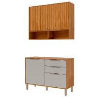 Armário Aéreo Com Balcão Divina 120cm Com 4 Portas 2 Gavetas Cinamomo/off White - 2