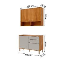 Armário Aéreo Com Balcão Divina 120cm Com 4 Portas 2 Gavetas Cinamomo/off White - 4