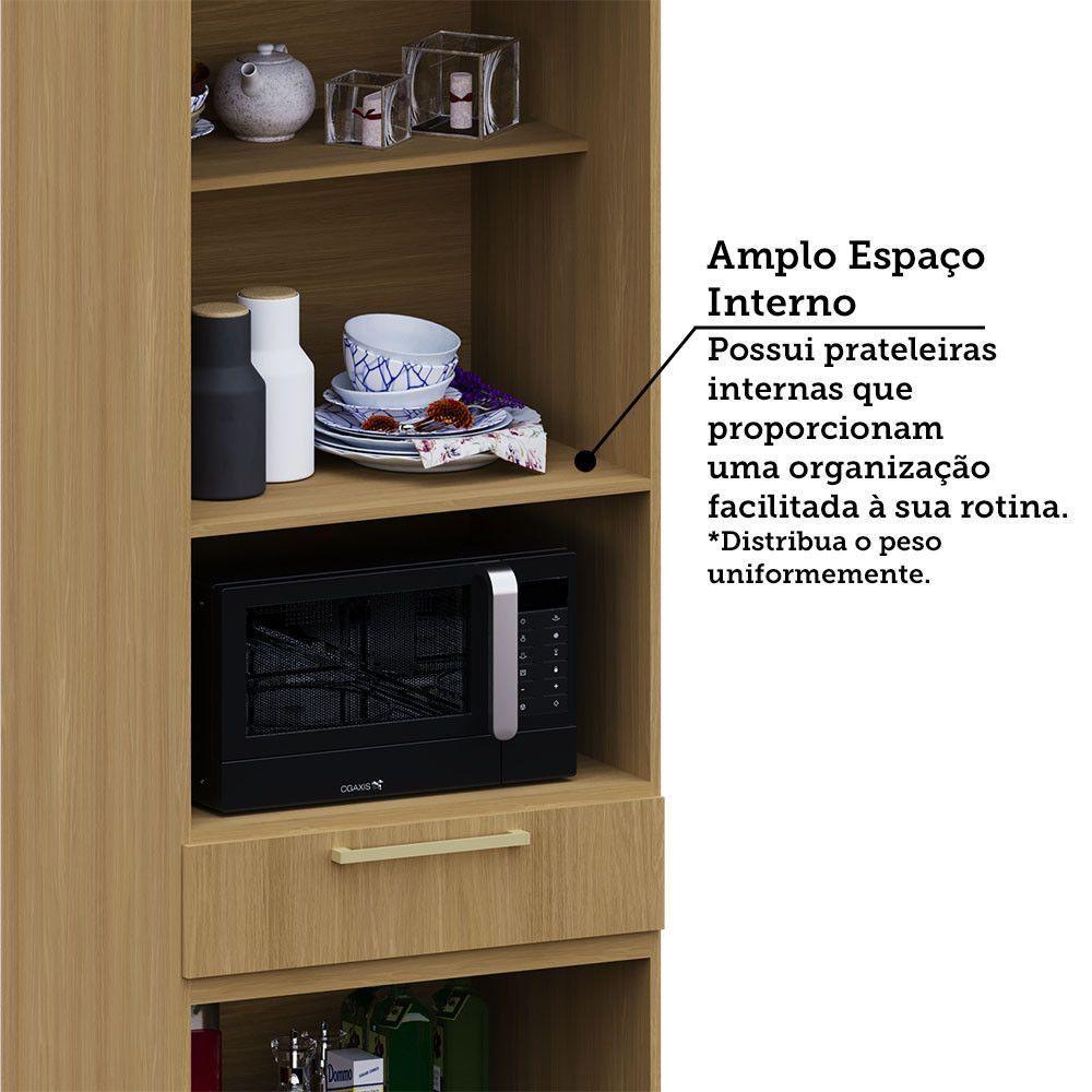 Paneleiro 70cm 4 Pts Nicho Micro-ondas Elegance Luciane Móve Freijó/freijó Brasil - 7