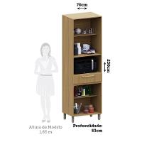 Paneleiro 70cm 4 Pts Nicho Micro-ondas Elegance Luciane Móve Freijó/freijó Brasil - 3