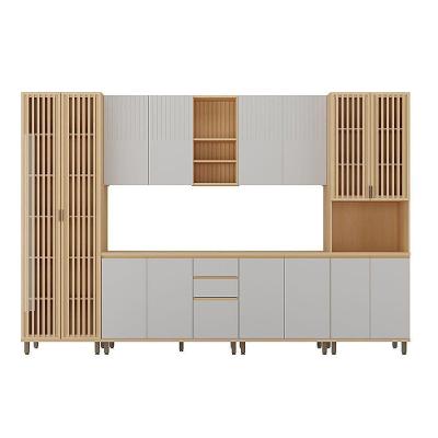 Cozinha Completa 6 Pç Torre Tampo 340cm Aura Luciane Móveis Carvalho/cinza Cristal