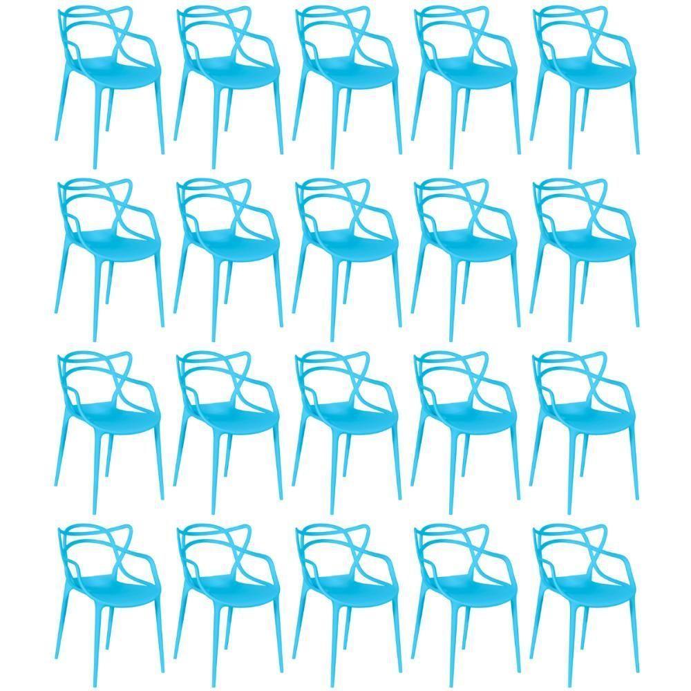 Kit 20 Cadeiras De Jantar Allegra Design Empilhável - Azul - 1