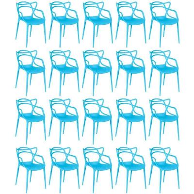 Kit 20 Cadeiras De Jantar Allegra Design Empilhável - Azul
