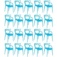 Kit 20 Cadeiras De Jantar Allegra Design Empilhável - Azul - 1