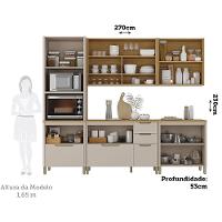 Cozinha Completa 7 Peças Com Espaço Para Micro-ondas, Ilha E Cinammon/freijó - 2