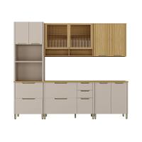 Cozinha Completa 7 Peças Com Espaço Para Micro-ondas, Ilha E Cinammon/freijó - 9