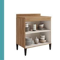 Balcão De Cozinha Miami 800mm 2 Portas Com Tampo Carraro Freijó Com Off White - 3