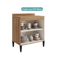 Balcão De Cozinha Miami 800mm 2 Portas Com Tampo Carraro Freijó Com Off White