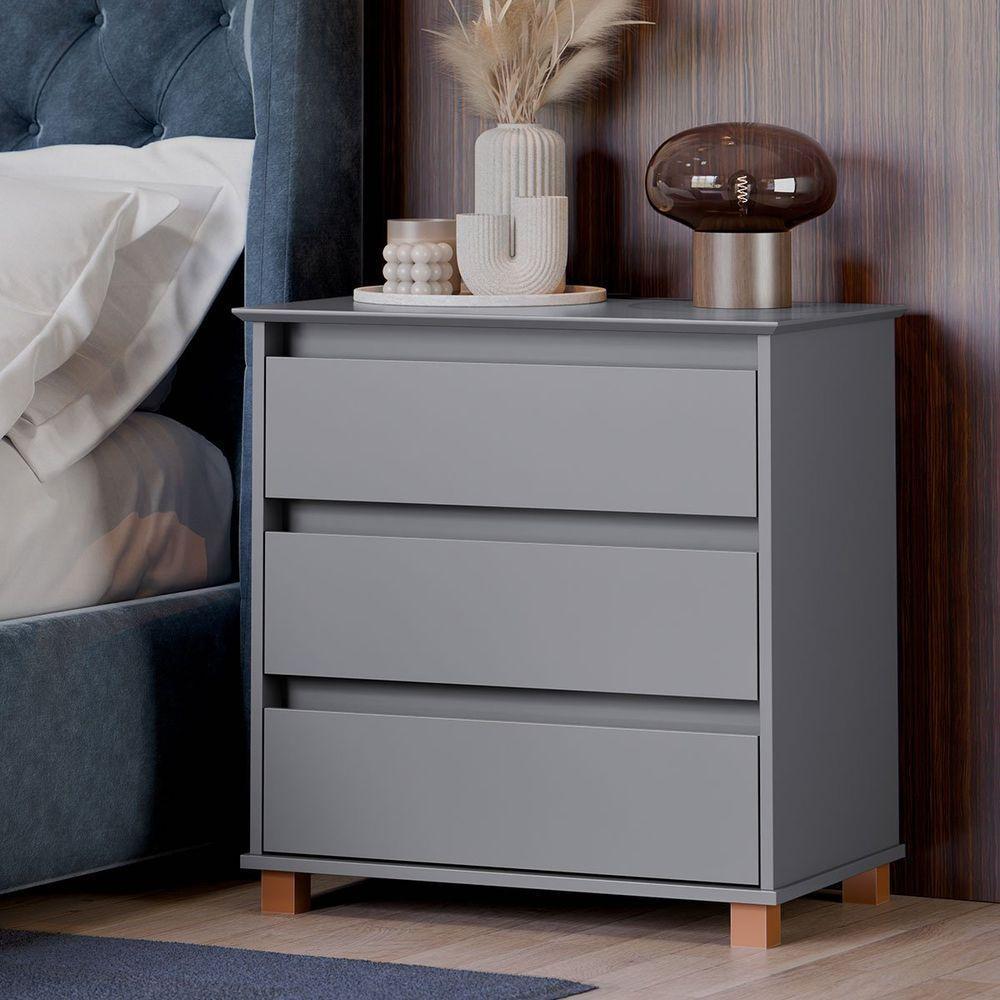 Mini Cômoda Para Quarto 3 Gavetas Prisma Cinza - 5