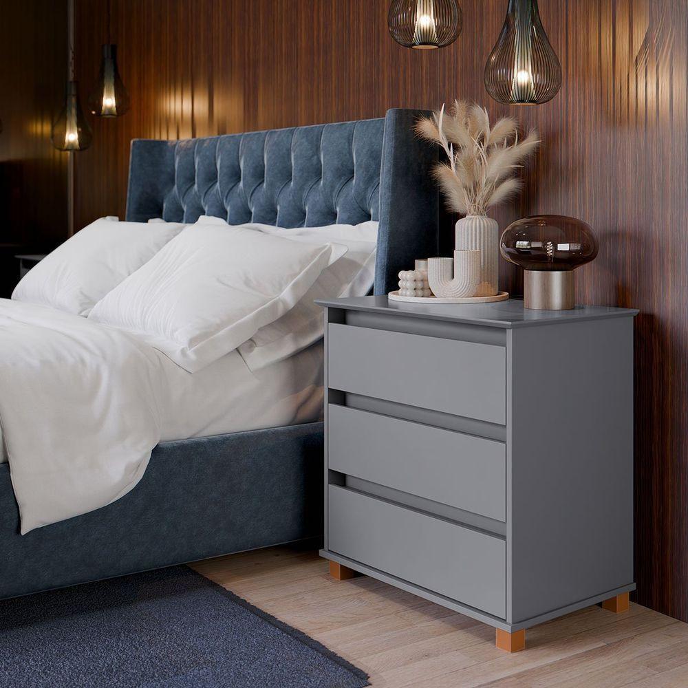 Mini Cômoda Para Quarto 3 Gavetas Prisma Cinza - 6