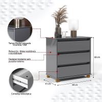 Mini Cômoda Para Quarto 3 Gavetas Prisma Cinza - 3