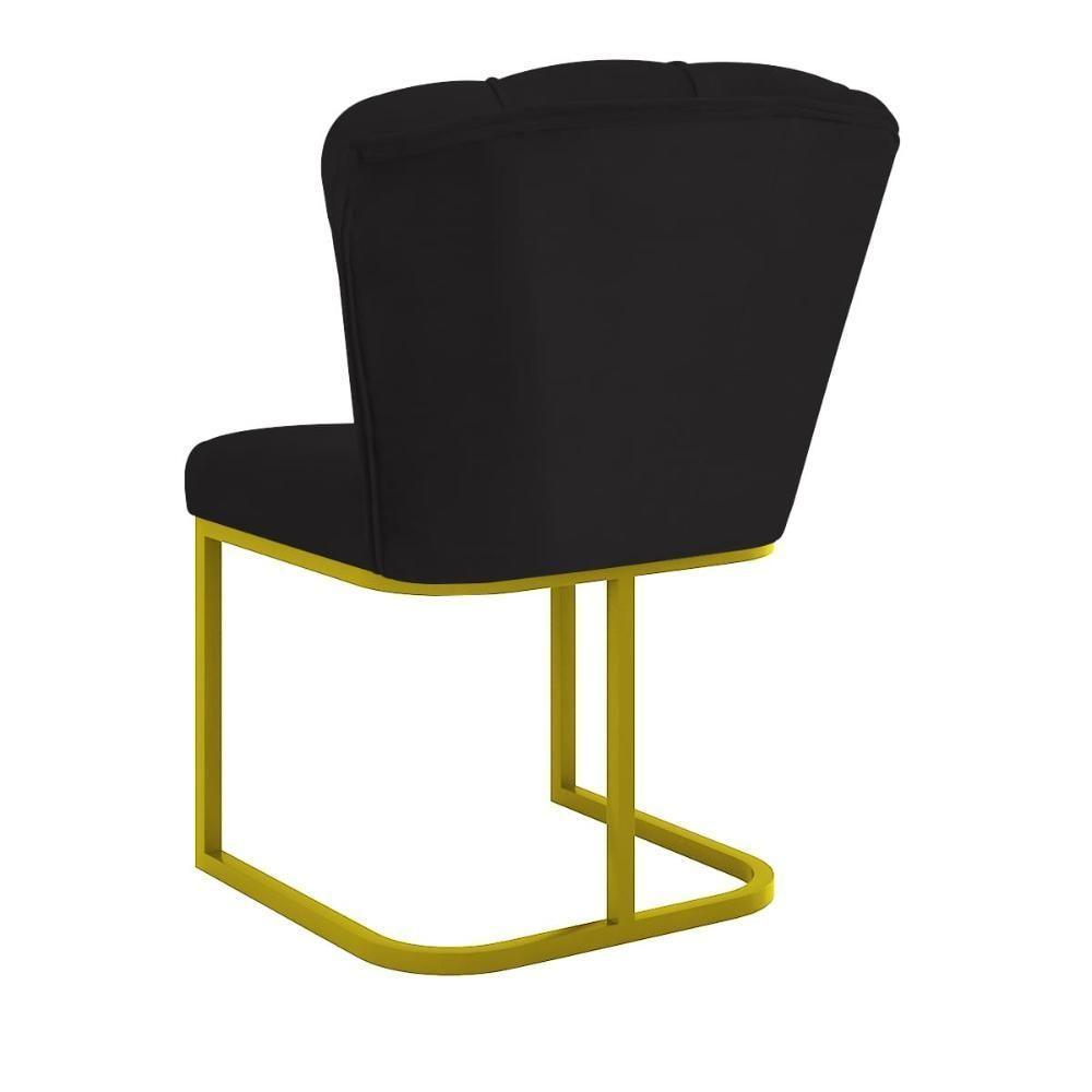 Cadeira Jantar Flor Mesa Cozinha Reforçada Base Metal Dourada Preto - 6