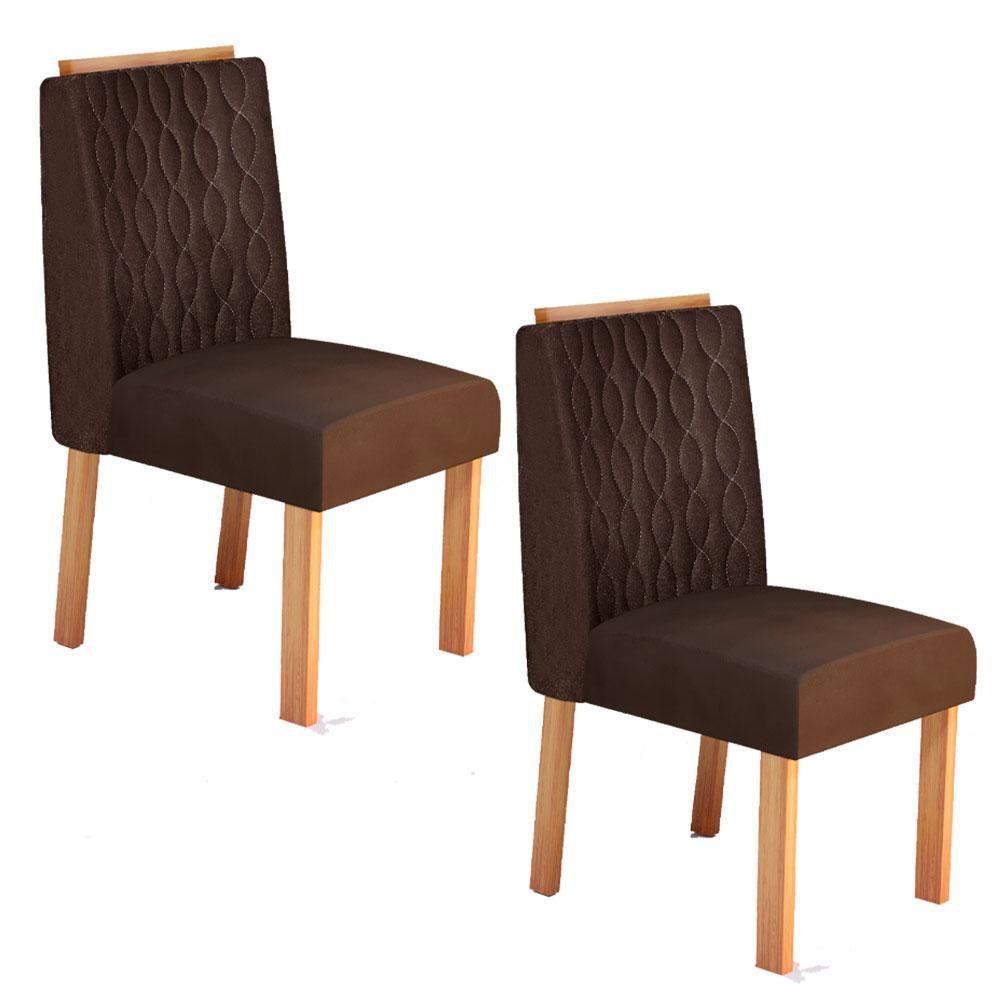 Conjunto 2 Cadeiras Estofadas Para Mesa De Jantar Naturalle Roma Bom Pastor - 1