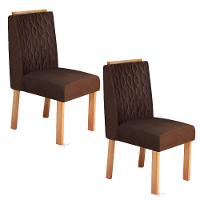 Conjunto 2 Cadeiras Estofadas Para Mesa De Jantar Naturalle Roma Bom Pastor - 1