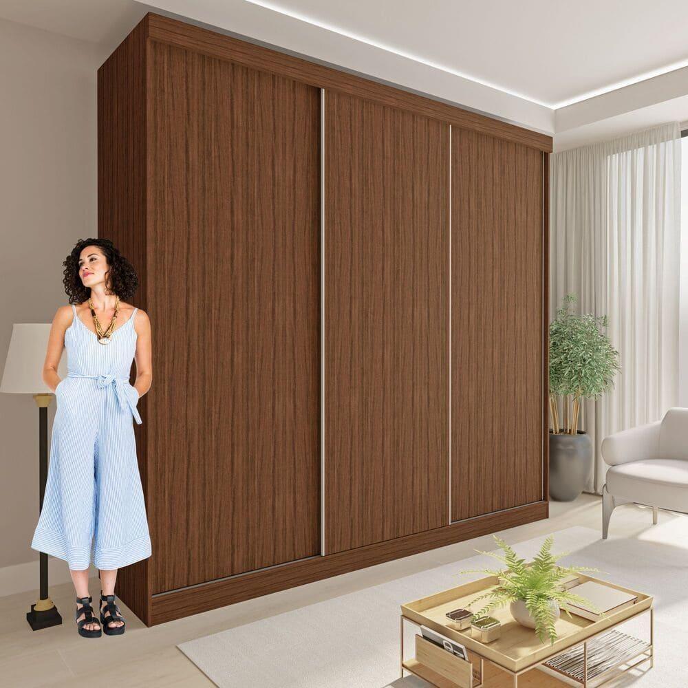 Guarda Roupa 3 Portas De Correr 4 Gavetas Cronos Minastex Freijó - 10