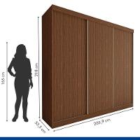 Guarda Roupa 3 Portas De Correr 4 Gavetas Cronos Minastex Freijó - 3