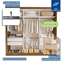 Guarda Roupa 3 Portas De Correr 4 Gavetas Cronos Minastex Freijó - 7