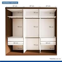 Guarda Roupa 3 Portas De Correr 4 Gavetas Cronos Minastex Freijó - 9