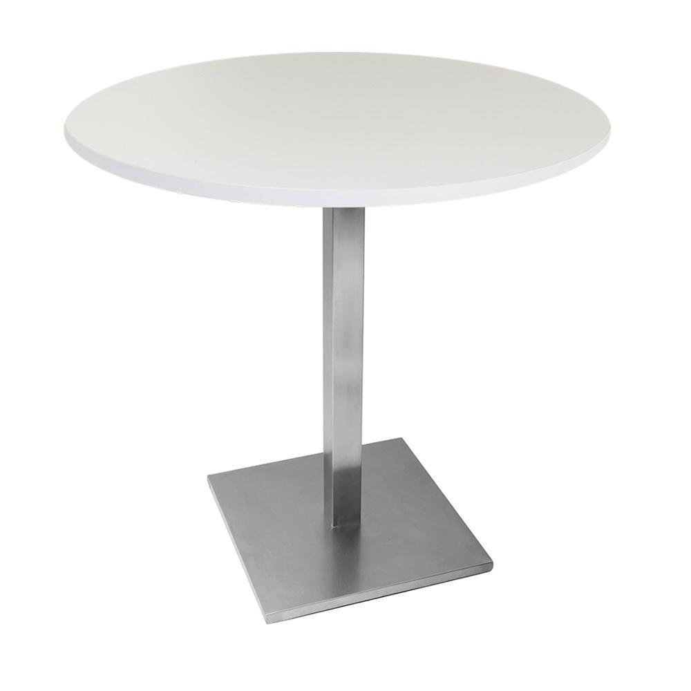 Mesa Quadrada Alpha Inox Prata 73,50 Cm (altura) Tampo Mdp Redondo 60 Cm Branco (larg) - 1