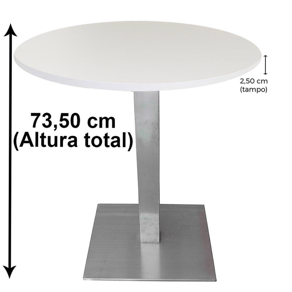 Mesa Quadrada Alpha Inox Prata 73,50 Cm (altura) Tampo Mdp Redondo 60 Cm Branco (larg) - 2
