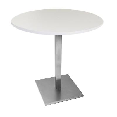 Mesa Quadrada Alpha Inox Prata 73,50 Cm (altura) Tampo Mdp Redondo 60 Cm Branco (larg)