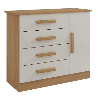 Cômoda Firenze 4 Gavetas Com Sapateira 1 Porta D'doro Cinamomo Off White