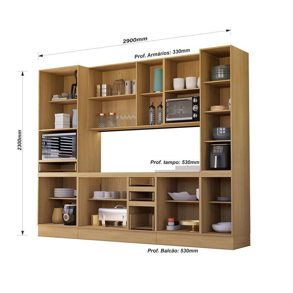Cozinha Completa 6 Peças Com Espaços Para Micro-ondas Slim L Freijó/freijó Brasil/cinza Cristal - 4