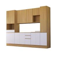 Cozinha Completa 6 Peças Com Espaços Para Micro-ondas Slim L Freijó/freijó Brasil/cinza Cristal - 1