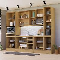 Cozinha Completa 6 Peças Com Espaços Para Micro-ondas Slim L Freijó/freijó Brasil/cinza Cristal - 3