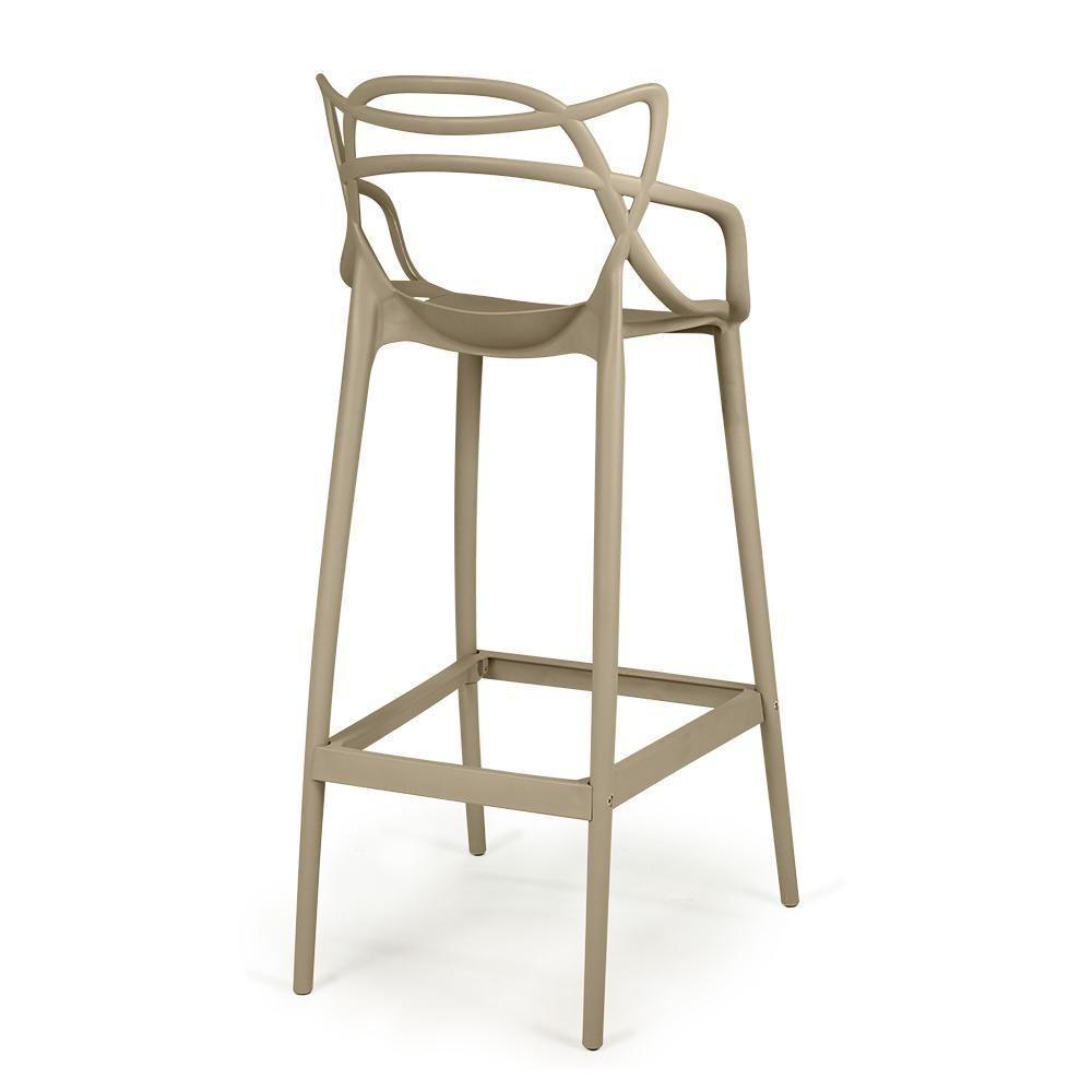 Kit 5 Banqueta Alta Allegra Com Encosto Design Cozinha/bancada - Nude - 5