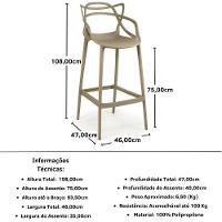 Kit 5 Banqueta Alta Allegra Com Encosto Design Cozinha/bancada - Nude - 7