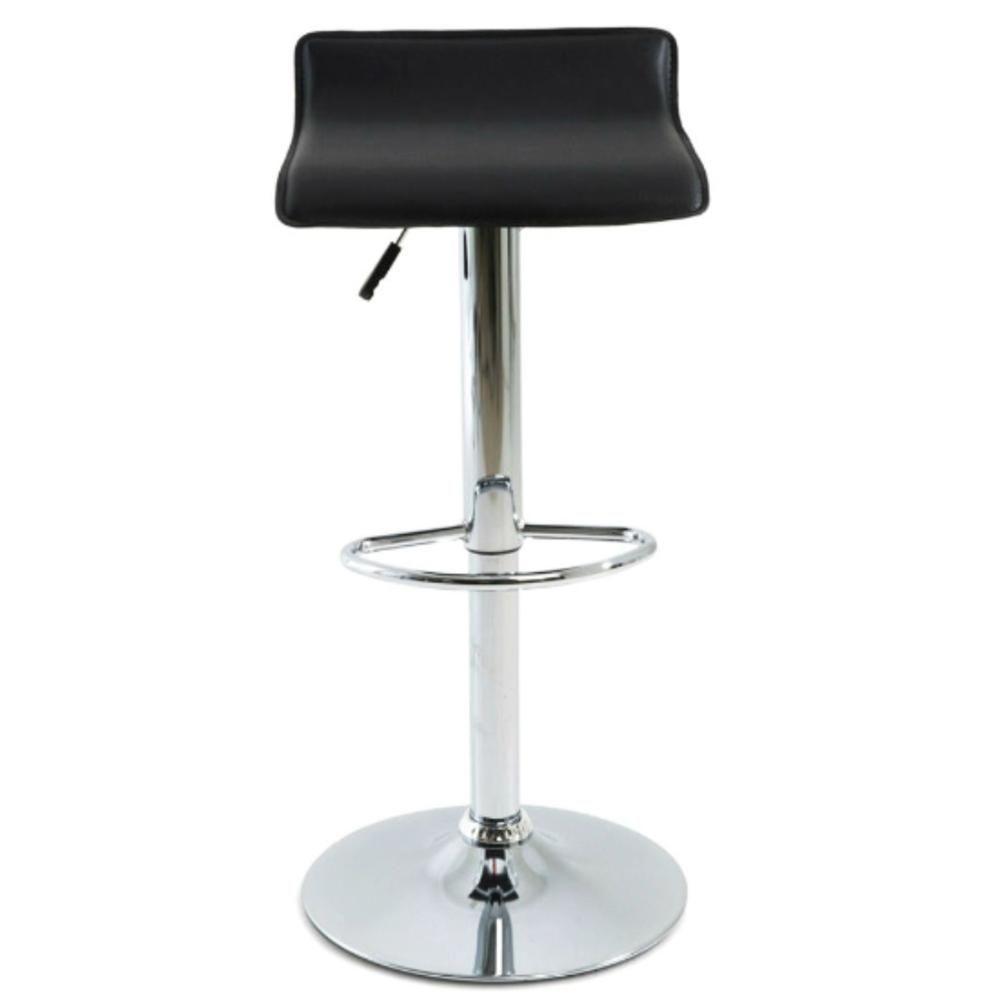 Kit 4 Banquetas Giratória Belo Horizonte Wave Rivatti Assento Estofado Em Pvc Preto Base Aço Cromado - 1