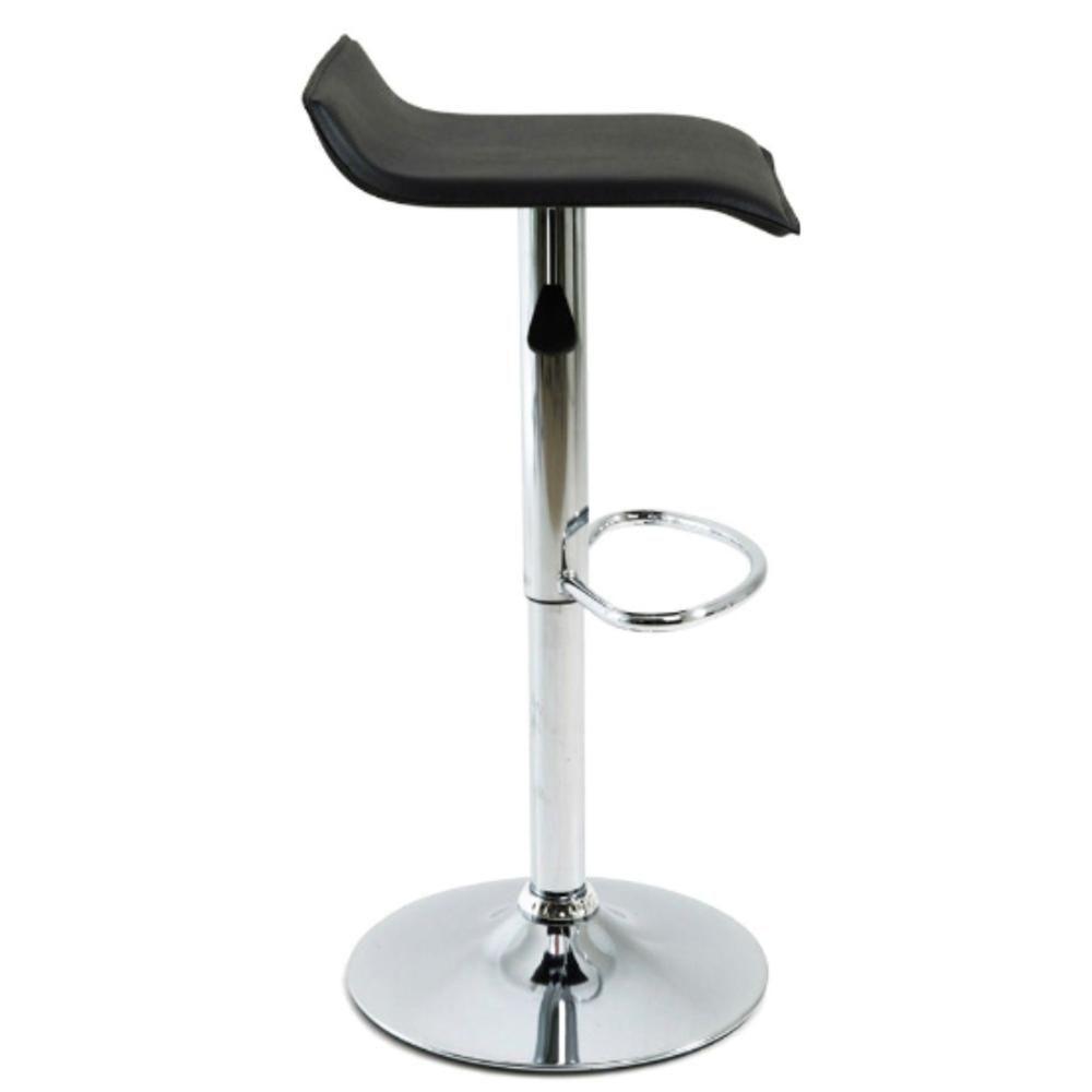 Kit 4 Banquetas Giratória Belo Horizonte Wave Rivatti Assento Estofado Em Pvc Preto Base Aço Cromado - 2