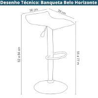 Kit 4 Banquetas Giratória Belo Horizonte Wave Rivatti Assento Estofado Em Pvc Preto Base Aço Cromado - 4