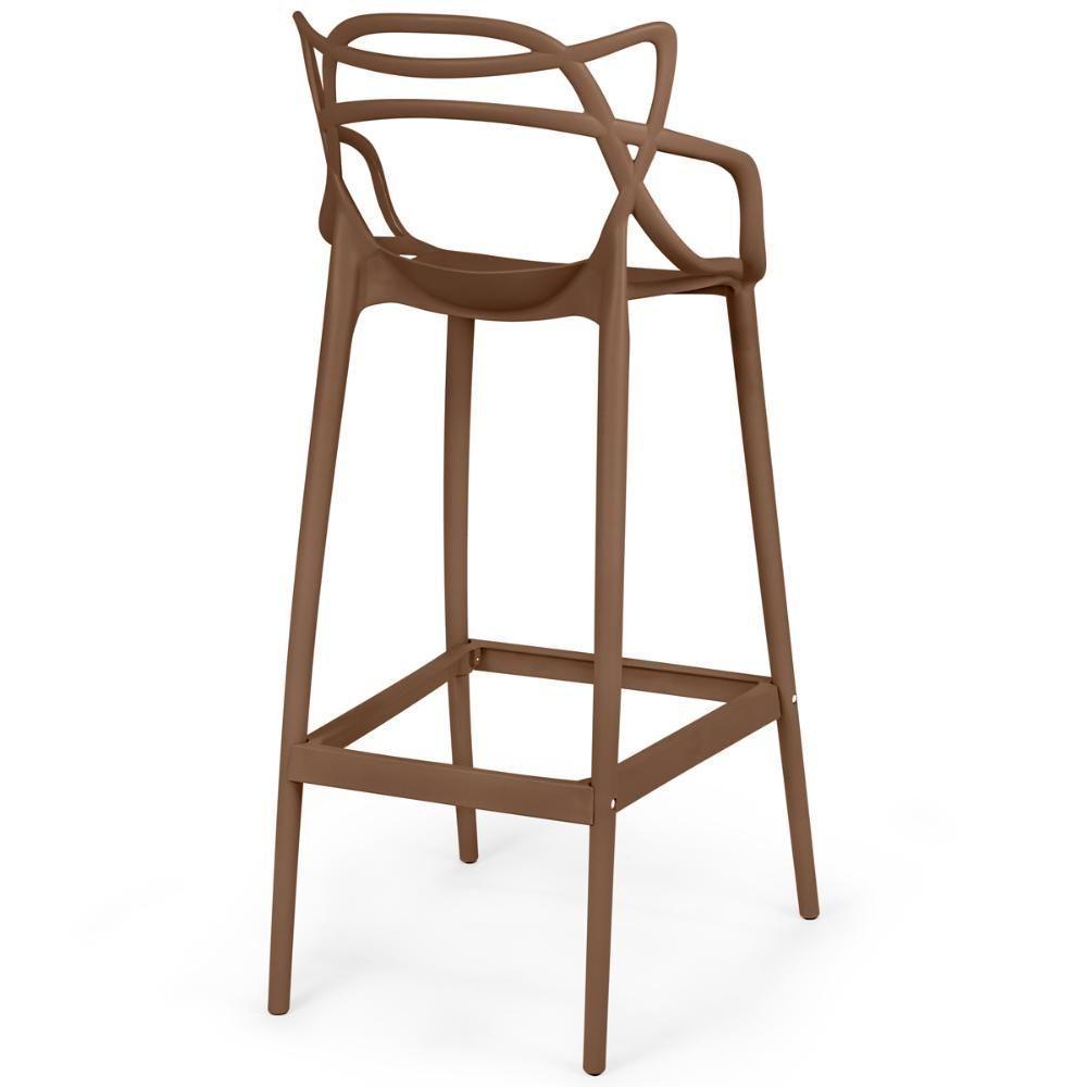 Kit 3 Banqueta Alta Allegra Com Encosto Design Cozinha/bancada - Marrom - 4